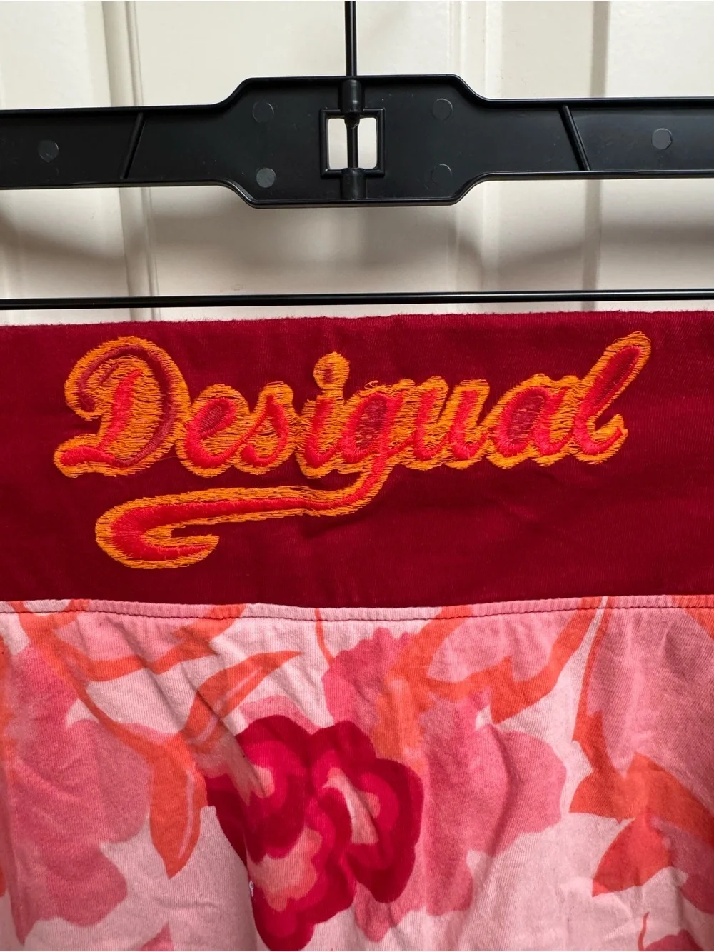 Desigual Pink Red Floral Tiered Skirt